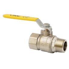 Кран латунный шаровой газовый MVI BV.812 DN 15 PN 25 никелированный полнопроходной муфта-штуцер рычаг