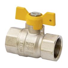 Кран латунный шаровой газовый MVI BV.813 DN 20 PN 25 никелированный полнопроходной муфта-муфта бабочка