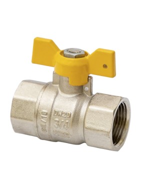 Кран латунный шаровой газовый MVI BV.813 DN 20 PN 25 никелированный полнопроходной муфта-муфта бабочка