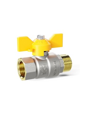 Кран латунный шаровой LD Pride GAS DN20 PN 40 никелированный бабочка муфта-штуцер
