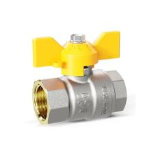 Кран латунный шаровой LD Pride GAS DN20 PN 40 никелированный бабочка муфта-муфта
