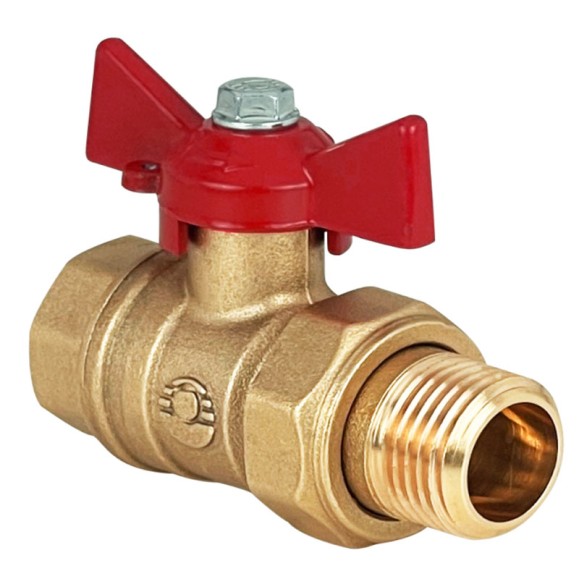Кран латунный шаровой 11Б27фт1М DN 32 PN 40 бабочка-американка Valfex.230 DeltaPro
