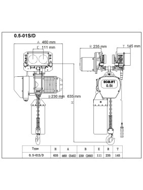 ТАЛЬ ЦЕПНАЯ ПЕРЕДВИЖНАЯ OCALIFT 005-01s  0.5Т 9М