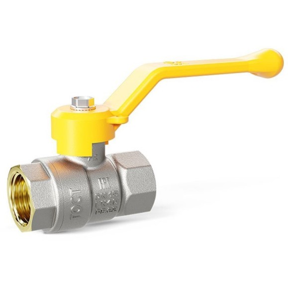 Кран латунный шаровой LD Pride GAS DN25 PN 40 никелированный рычаг муфта-муфта