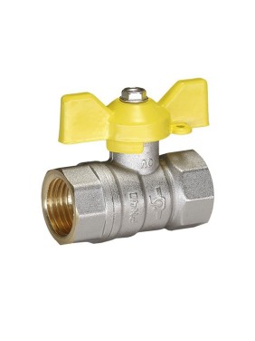 Кран латунный Temper серия 83 DN20 PN40 никелированный газовый бабочка м-м ГОСТ Р 59553