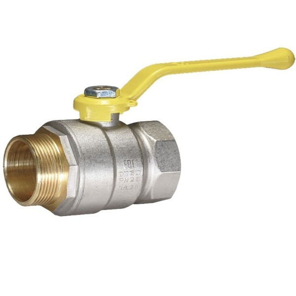Кран латунный Temper серия 83 DN25 PN40 никелированный газовый рычаг м-шт ГОСТ Р 59553