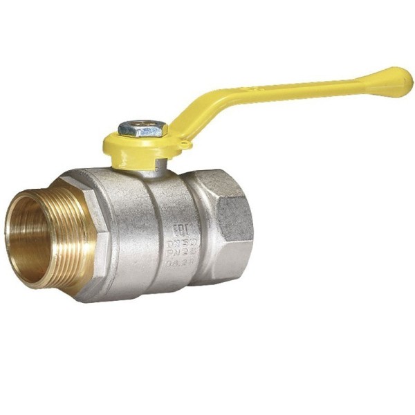 Кран латунный Temper серия 83 DN50 PN25 никелированный газовый рычаг м-шт ГОСТ Р 59553