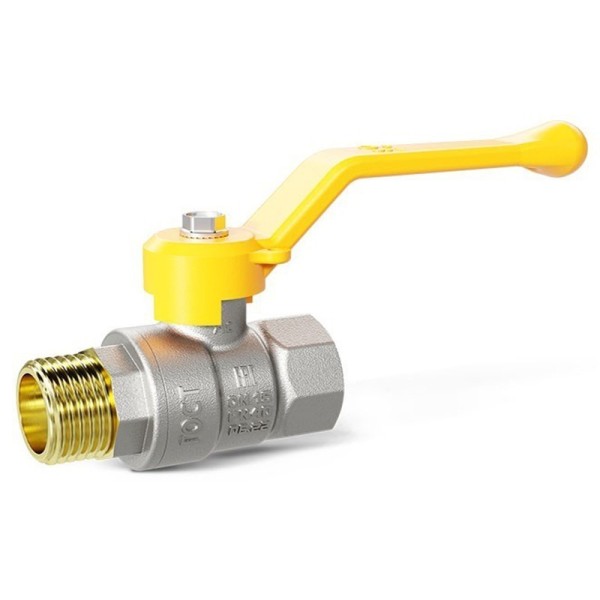 Кран латунный шаровой LD Pride GAS DN15 PN 40 никелированный рычаг муфта-штуцер