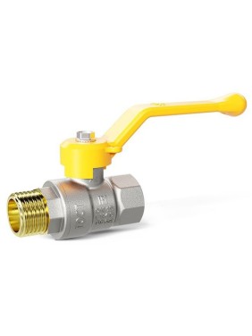 Кран латунный шаровой LD Pride GAS DN40 PN 25 никелированный рычаг муфта-штуцер
