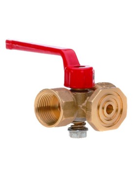 Кран латунный шаровой 11Б18бк(ф)2 DN 15 PN 16 под манометр G1/2''хG1/2'' с контрольным фланцем муфта-муфта рычаг Пензапромарматура