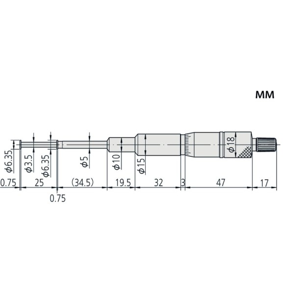 Микрометр канавочный-  2" 0,001" (1-2") 146-133 Mitutoyo