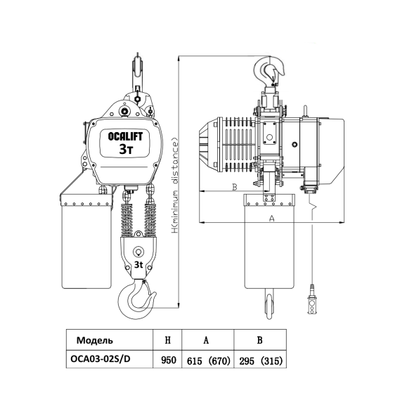 ТАЛЬ ЦЕПНАЯ СТАЦИОНАРНАЯ OCALIFT 03-02S 3Т 12М