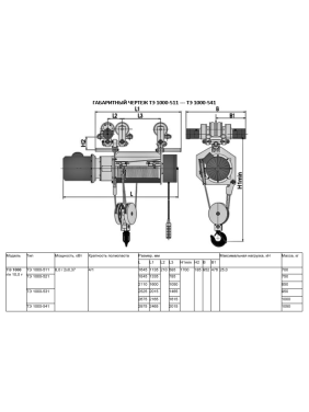 Таль электрическая передвижная ТЭ 1000-541 г.п. 10000 кг в.п. 24 м