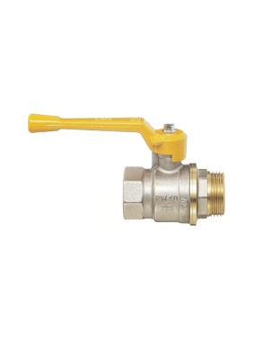 Кран латунный шаровой 11Б27п1 DN40 PN40 никелированный газовый рычаг муфта-штуцер БАЗ Standart
