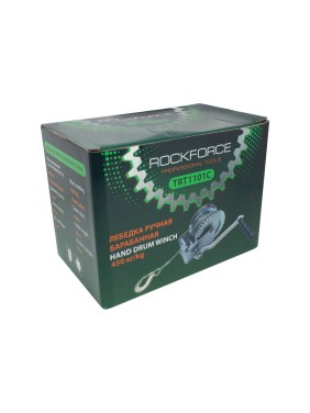 Ручная барабанная лебедкка Rockforce 450 кг, стальной трос, диаметр троса 4.5 мм, длина троса 10 м RF-TRT1101C