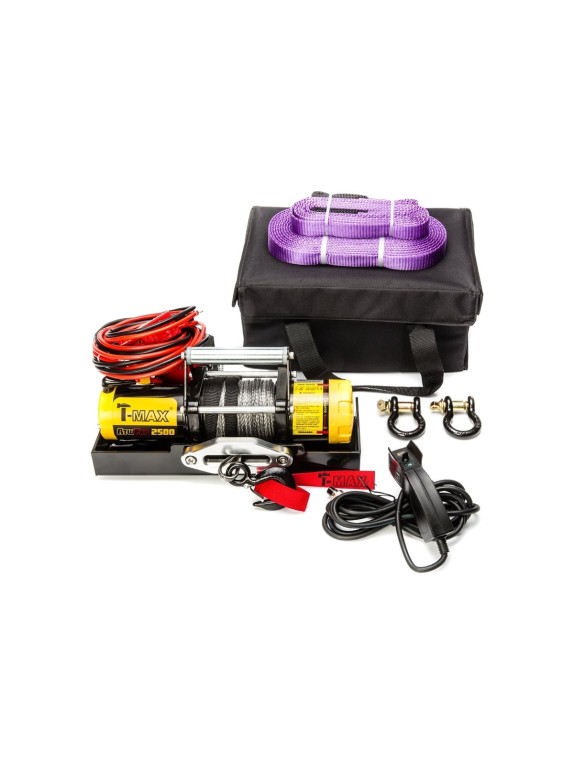 Переносная электрическая лебедка с синтетическим тросом T-Max ATW PRO 2500 W0927