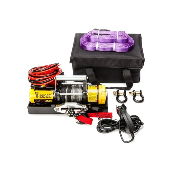 Переносная электрическая лебедка с синтетическим тросом T-Max ATW PRO 2500 W0927
