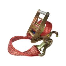 Стяжной ремень UVE 2,5/5,0 тн, 1 м, трещотка с крюком, крюк с фиксатором RS2-50-5000-1-FixAuto