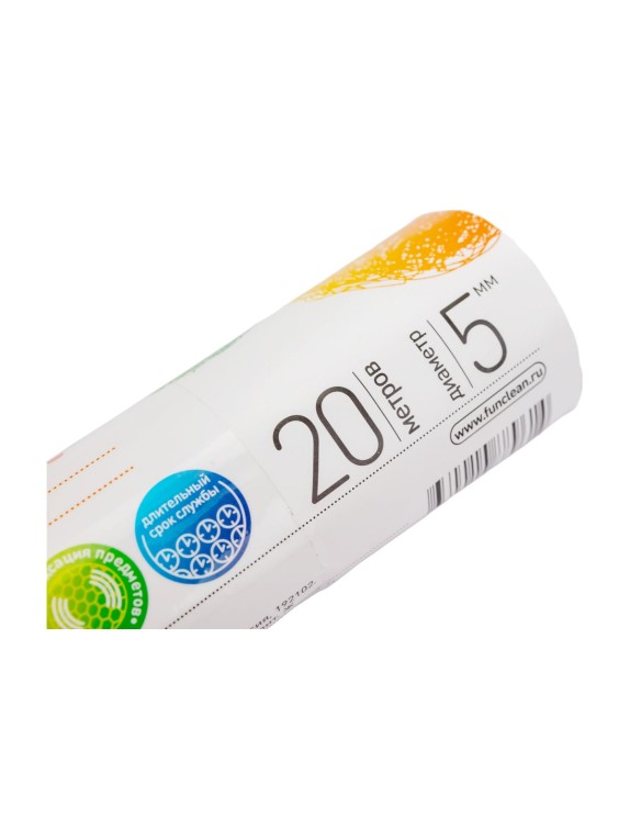 Вязаный шнур Fun Clean полипропиленовый, 5 мм, 20 м, белый 12468