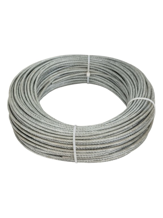Стальной трос в оболочке Стройбат PVC 2/3 мм, белый цинк, 50 м 250280