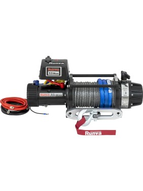 Лебёдка автомобильная электрическая Runva 12V 9500 lbs 4350 кг MAX высокоскоростная, влагозащищенная, синтетический трос EWB9500MAX-Q-SR