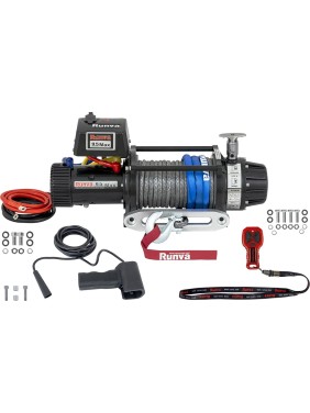 Лебёдка автомобильная электрическая Runva 24V 9500 lbs 4350 кг MAX влагозащищенная, комбинированный роспуск, синтетический трос EWB9500MAX-Q-SSRMAC24V