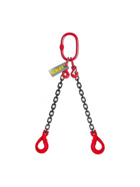 Цепной строп OCALIFT 2СЦ 2,12т 1м с самозакрывающимися крюками и укоротителями двухветвевой цепь глазированная 7x21 T8 G80 2sc2120t1shf