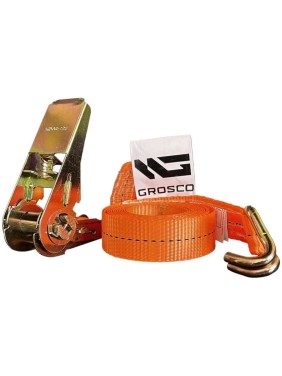 Комплект стяжных ремней с крюками Grosco 10-20 т, 6 м, 100 мм, 5 шт, для крепления груза с храповым механизмом RST10006C5