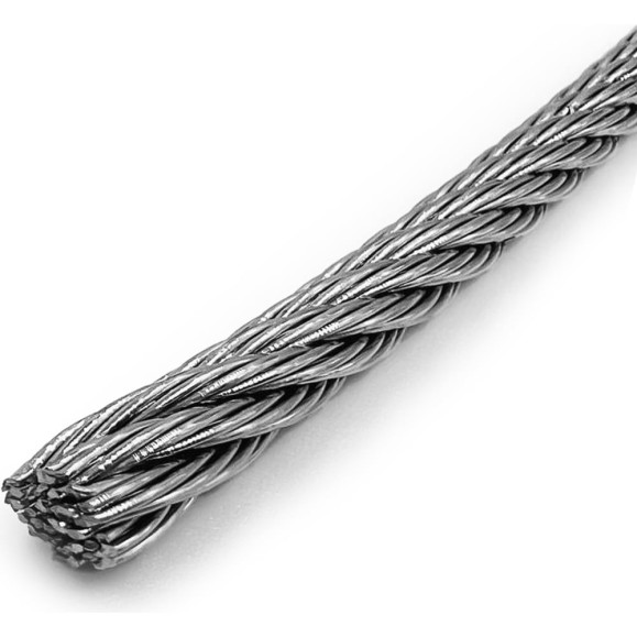 Нержавеющий трос KREPFIELD 6 мм, сталь А2, плетение 7x7, средней мягкости, 50 м 8379А2ТРОС6ММ-50