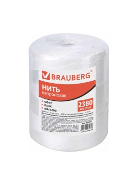 Капроновая полиамидная нить BRAUBERG для прошивки документов, диаметр 1 мм, длина 2380 м, 600357