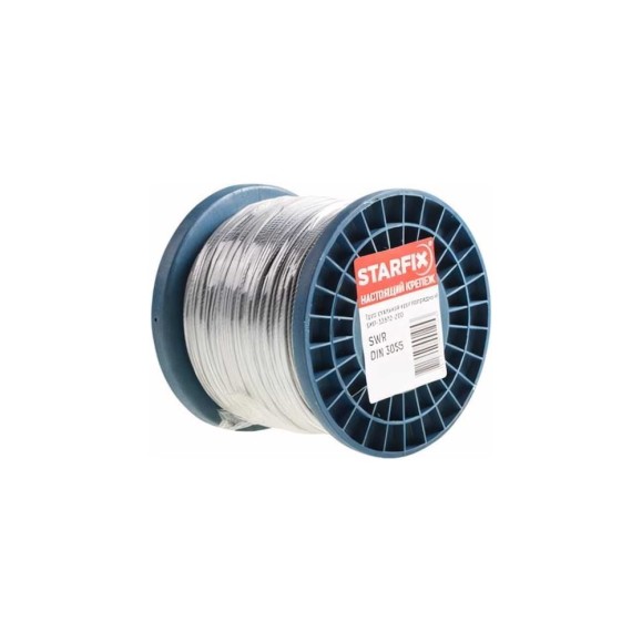 Стальной трос STARFIX в ПВХ, SWR М5, PVC М6, DIN 3055, бухта 100 м SMP-53736-100
