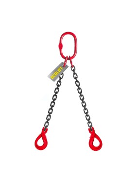 Цепной строп OCALIFT 2СЦ 11,2т 2м с самозакрывающимися крюками двухветвевой цепь глазированная 16x48 T8 G80 2sc11200t2sf