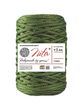 Шнур вязаный Nita б/с, ПЭ, d=3 мм, 200, ОЛИВА, 6" 4680253046220