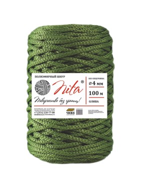 Вязаный шнур Nita б/с, ПЭ, диаметр 4 мм, 100 м, олива, 6" 4680253046633