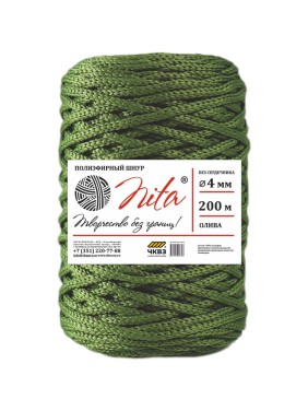 Вязаный шнур Nita б/с, ПЭ, диаметр 4 мм, 200 м, олива, 6" 4680253046626