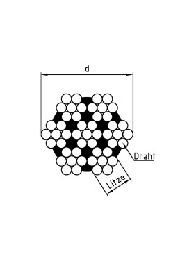 Трос Metiz-A2 нерж., ART.8379 6.0 мм, А4, плетение7x7, средн. жестк. 10 м. 837946 10