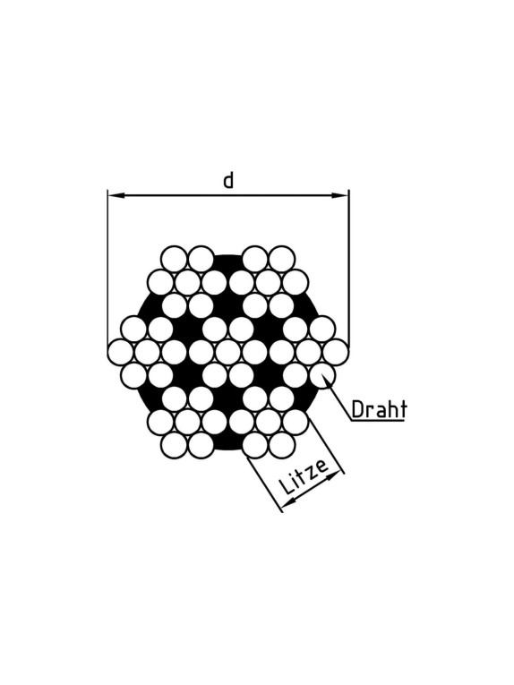 Трос Metiz-A2 нерж., ART.8379 5.0 мм, А4, плетение7x7, средн. жестк. 10 м. 837945 10