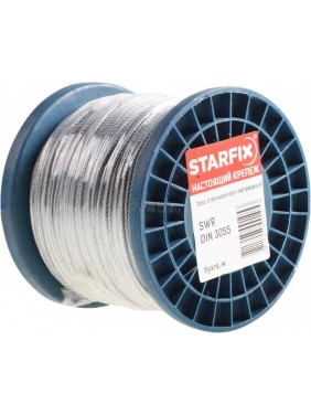 Стальной круглопрядный трос STARFIX SWR М6, DIN 3055, бухта 100 м SMP-53676-100