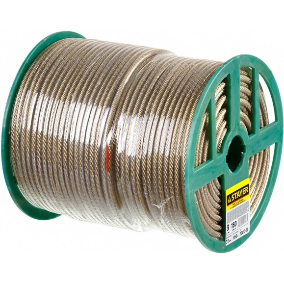 Стальной трос в полимерной оболочке STAYER d=6,0 мм, L=150 м 30410-60