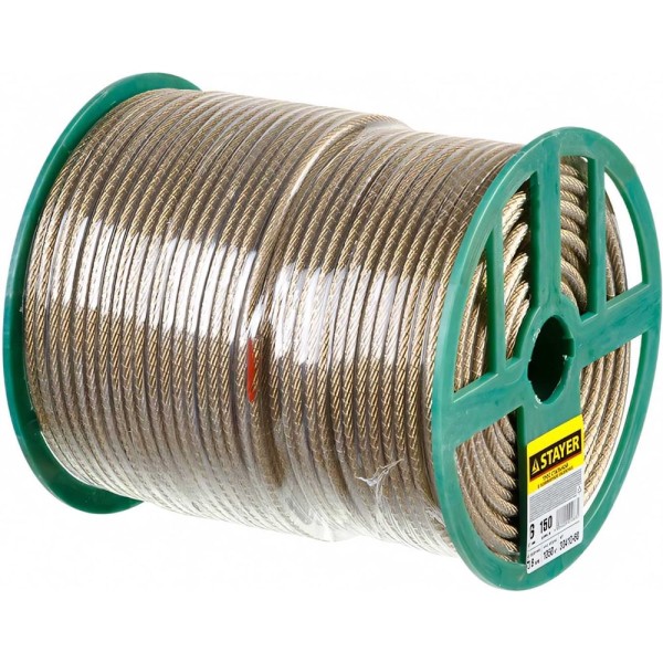 Стальной трос в полимерной оболочке STAYER d=6,0 мм, L=150 м 30410-60