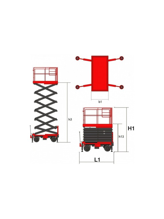 Ножничный передвижной подъемник OXLIFT QX-050-090 9000 мм, 500 кг, с выдвижной платформой 791605