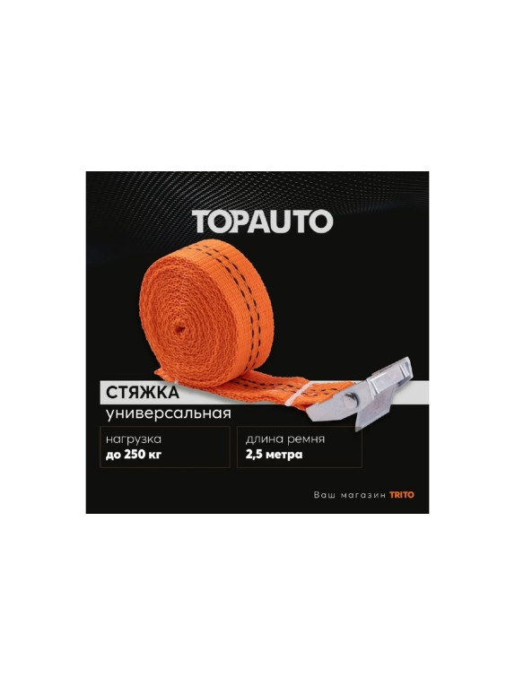 Ремень крепления груза TOPAUTO 25мм, 250 кг, механизм пряжка с фиксатором, 2,5м РК25