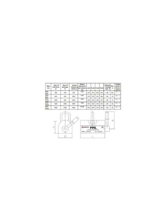 Магнитный захват Сибталь модель PML 600 кг 080 0001 0600
