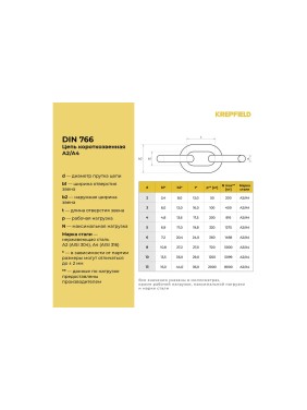 Цепь Нержавеющая KREPFIELD 10х28 мм DIN 766 А2 сварная короткозвенная 25 метров 766А2ЦЕПЬ10ММ-25