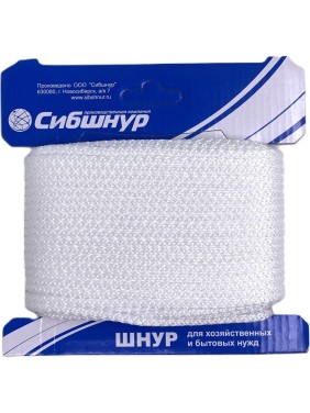 Шнур вязаный СИБШНУР д 4 мм, белый, 20 м МОТОВИЛО 30090