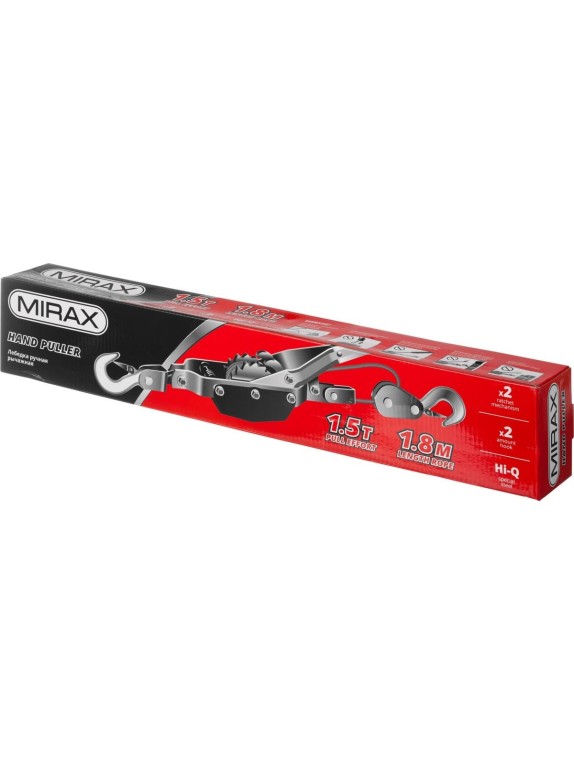 Ручная тросовая рычажная лебедка MIRAX 1,5т 1,8м 43130-1.5
