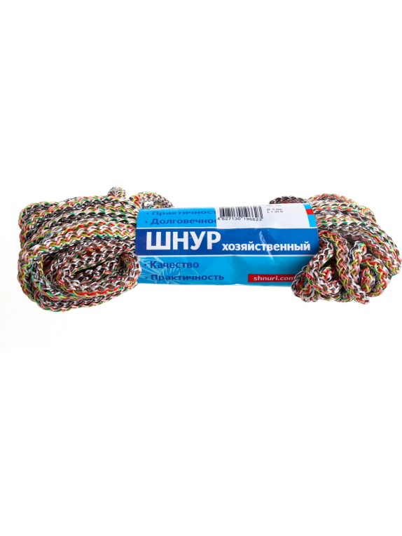Вязано-плетенный шнур (ПП, 5 мм, хозяйственный, цветной, 20 м) Tech-Krep 139945