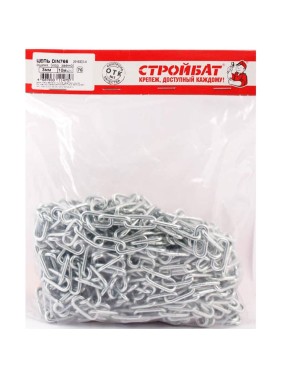 Цепь Стройбат DIN 766, длинное звено, 3 мм, белый цинк, 10 м 324100