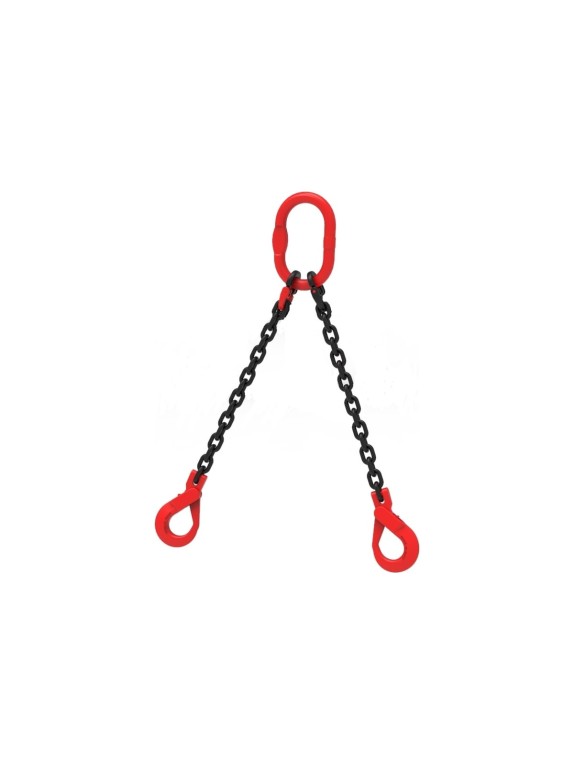 Цепной строп OCALIFT 2СЦ 2,8т 2м с самозакрывающимися крюками двухветвевой цепь глазированная 8x24 T8 G80 2sc2800t2sf