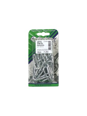 Цепь Fixbox DIN 763, дл. звено, 4 мм, белый цинк, 1.2 м 204540